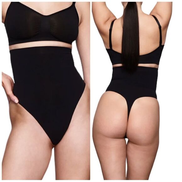 SKIMS High Waist Core Control Sculpt Thick Waistband Shaping Black Thong - Picture 1 of 10